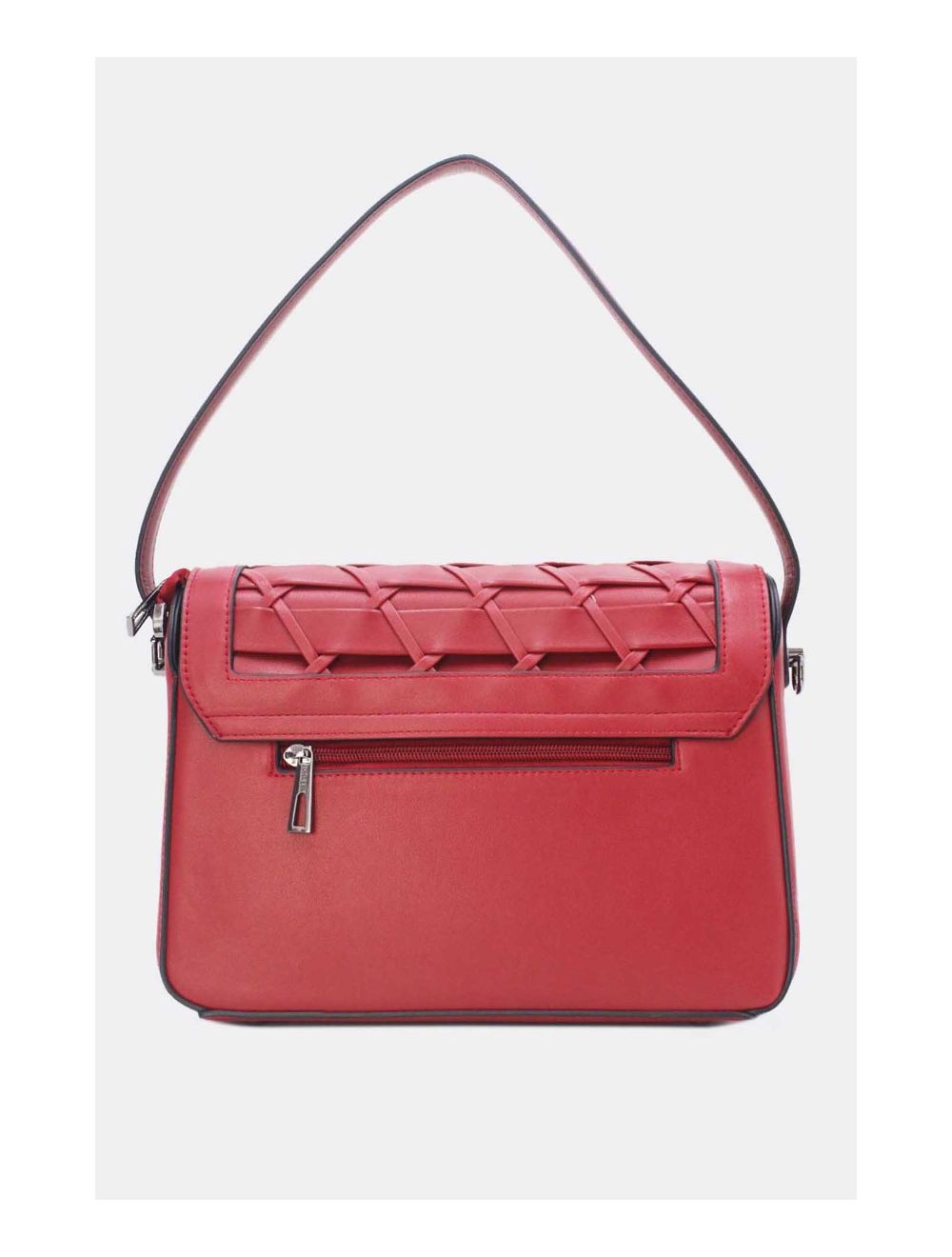 Tom&eva Sac à Main Effet Tressé 24B-6091-Burgundy/D.Red
