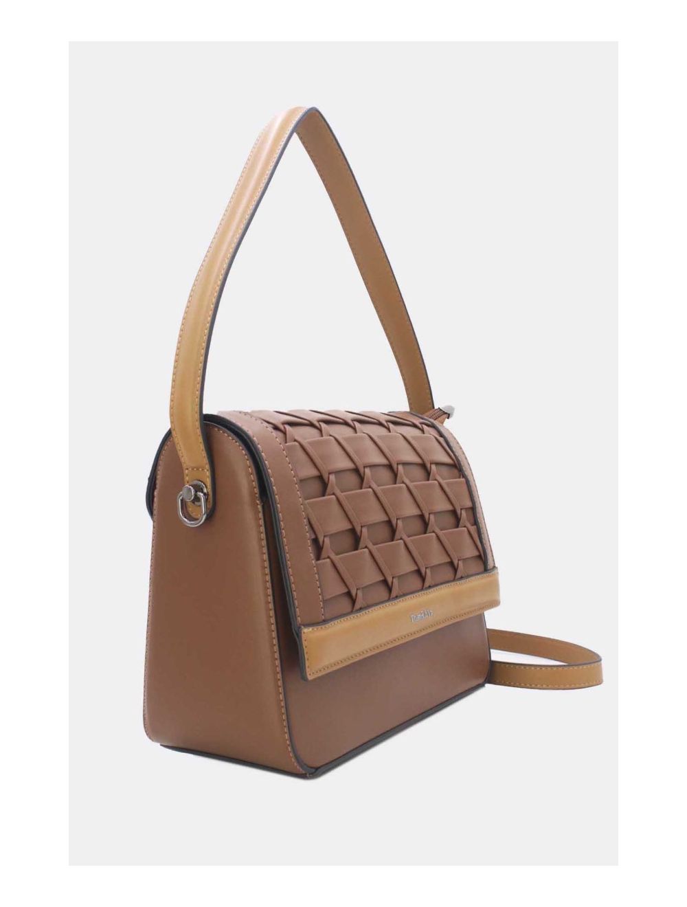 tom&eva Sac à Main Effet Tressé 24B-6091-Coffee/Khaki