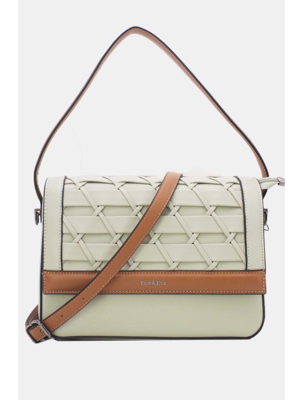 Tom&eva Sac à Main Effet Tressé 24B-6091-Gray/Brown