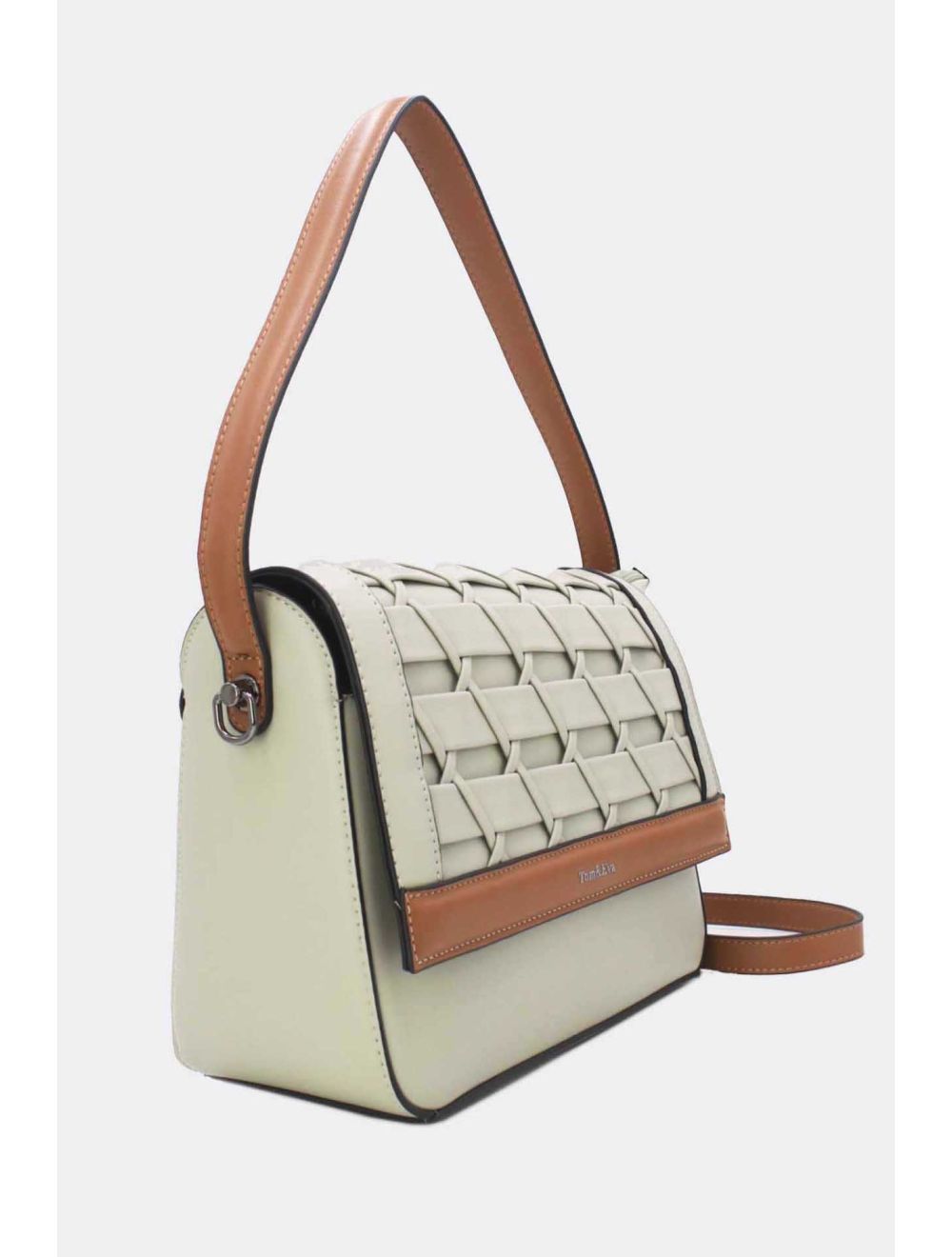 Tom&eva Sac à Main Effet Tressé 24B-6091-Gray/Brown