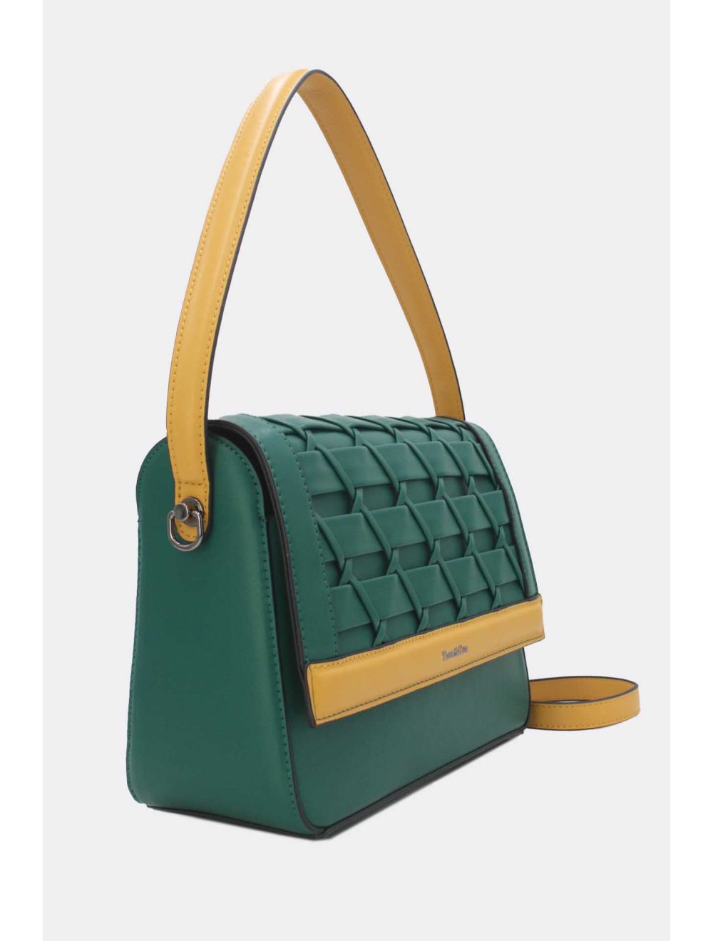 Tom&eva Sac à Main Effet Tressé 24B-6091-Green/Yellow
