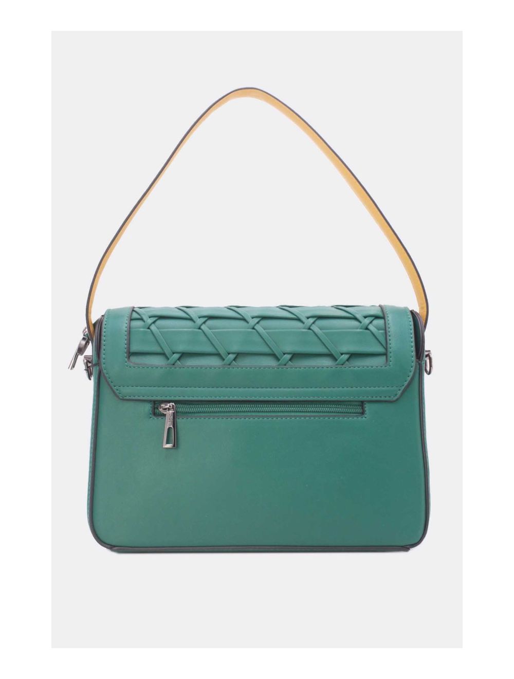 tom&eva Sac à Main Effet Tressé 24B-6091-Green/Yellow