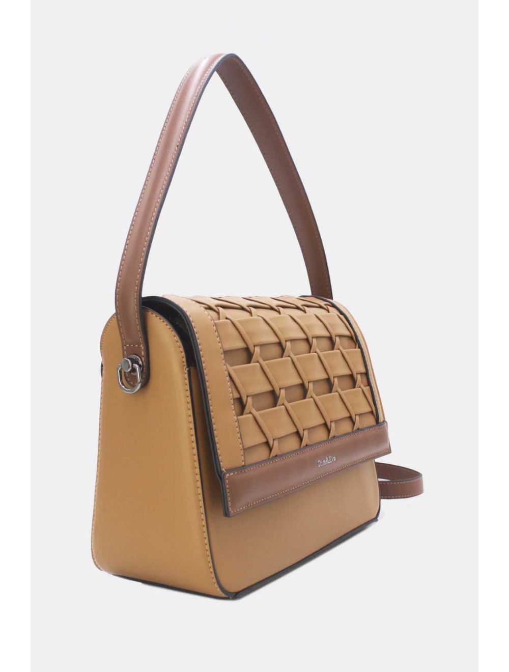 Tom&eva Sac à Main Effet Tressé 24B-6091-Khaki/Coffee