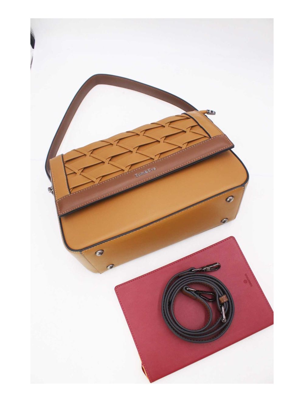 Tom&eva Sac à Main Effet Tressé 24B-6091-Khaki/Coffee