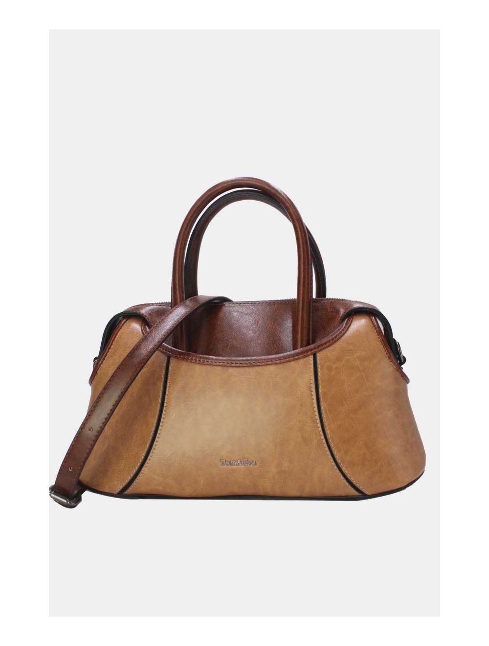 tom&eva Sac à Main Effet Vernis Style Vintage-24B-6090-Apricot/Coffee