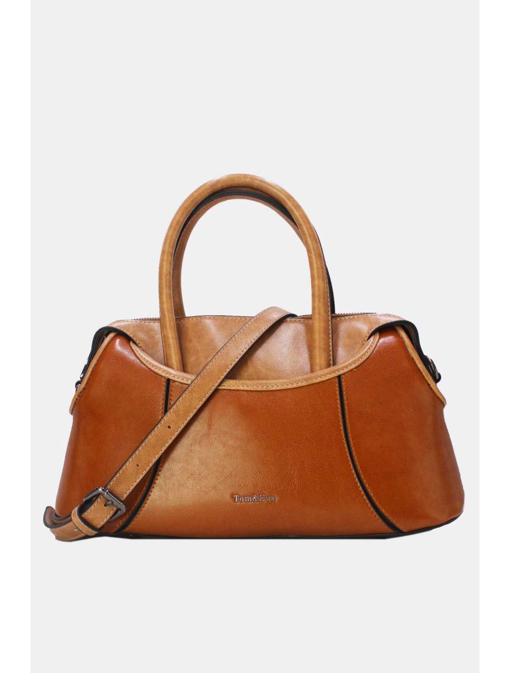 Tom&eva Sac à Main Effet Vernis Style Vintage-24B-6090-Brown/Apricot