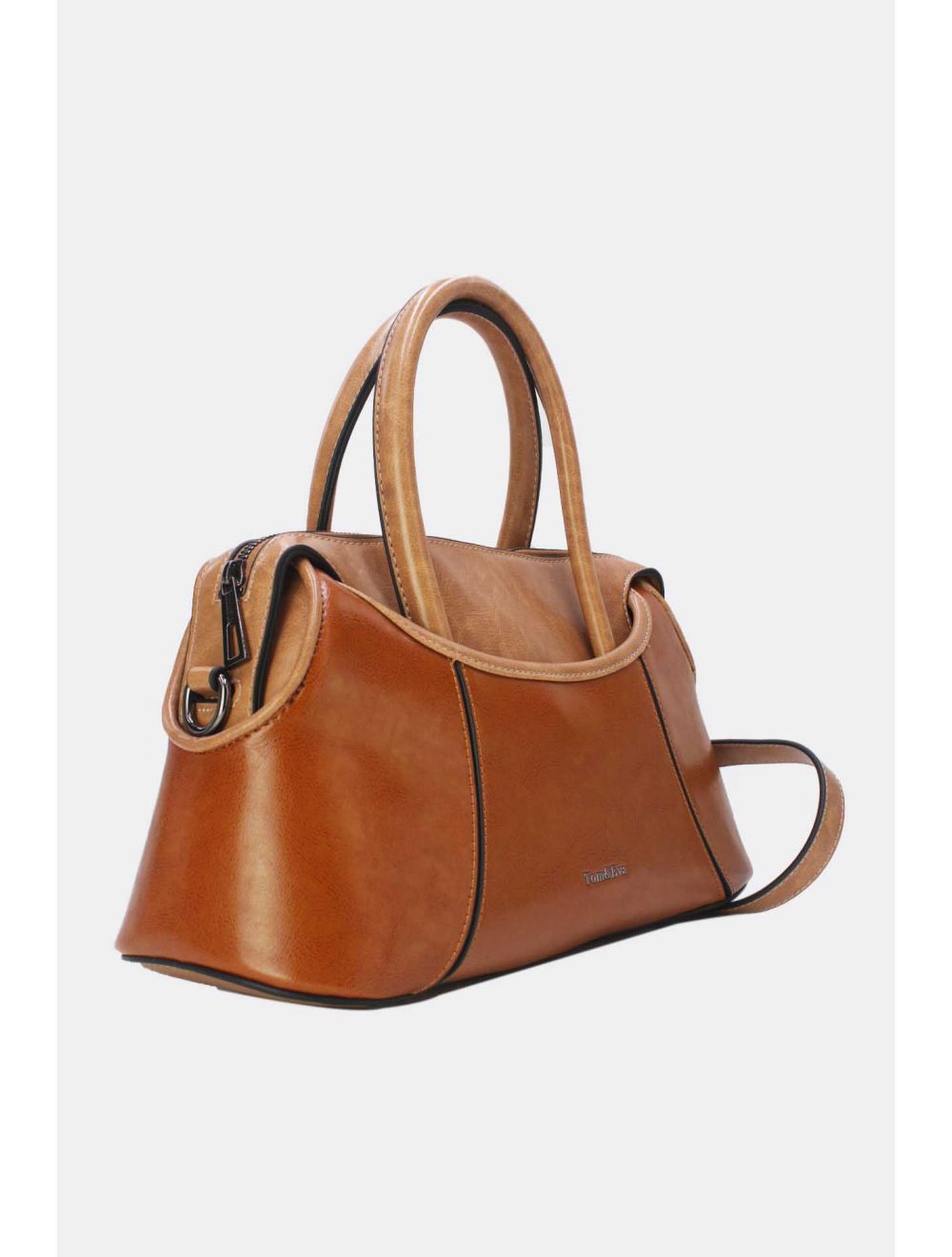 Tom&eva Sac à Main Effet Vernis Style Vintage-24B-6090-Brown/Apricot