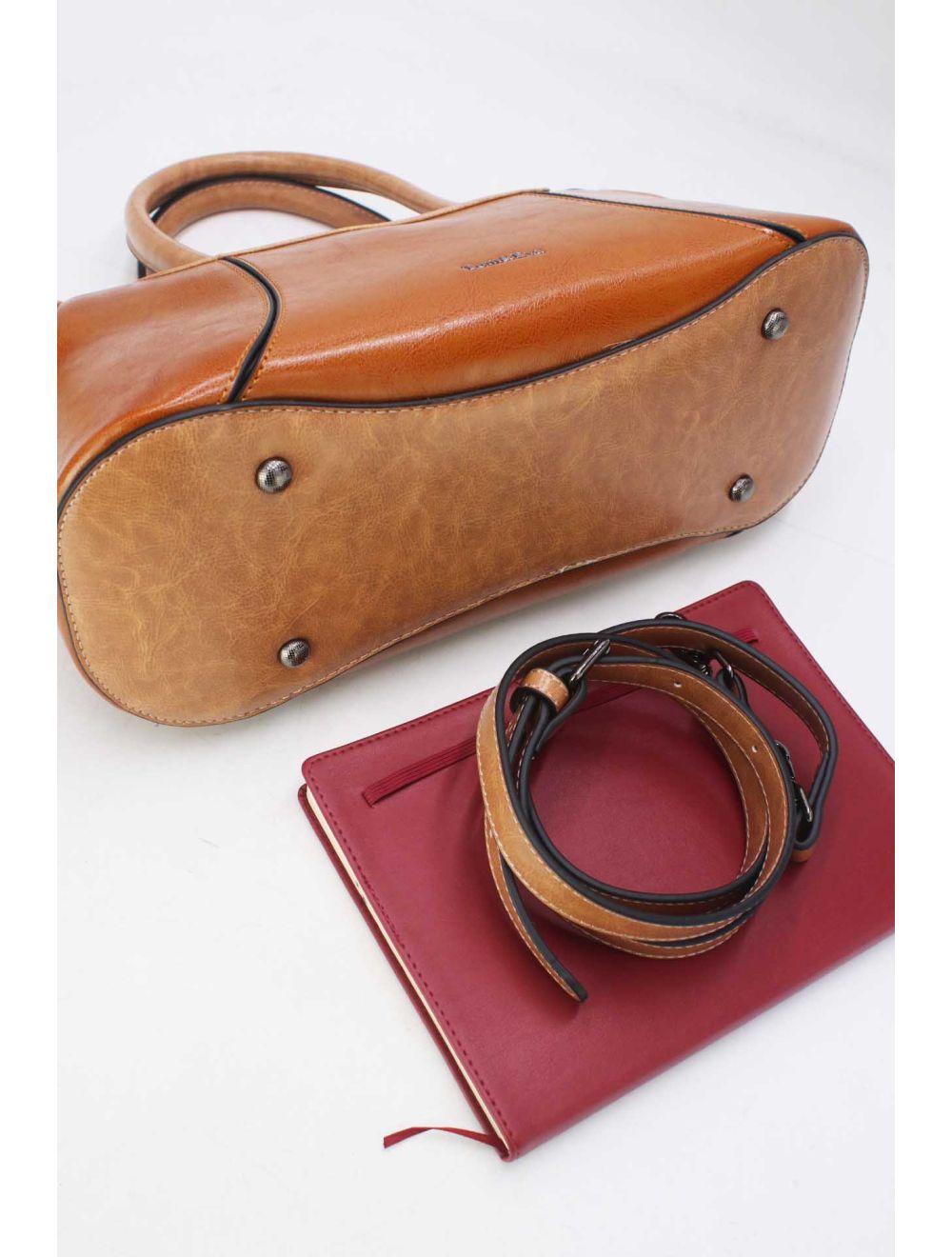 Tom&eva Sac à Main Effet Vernis Style Vintage-24B-6090-Brown/Apricot