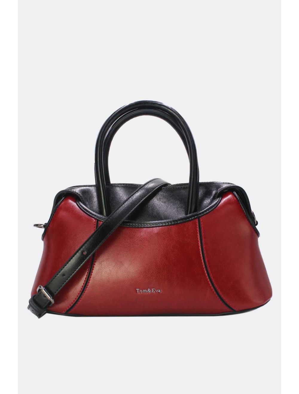 Tom&eva Sac à Main Effet Vernis Style Vintage-24B-6090-Burgundy/Black