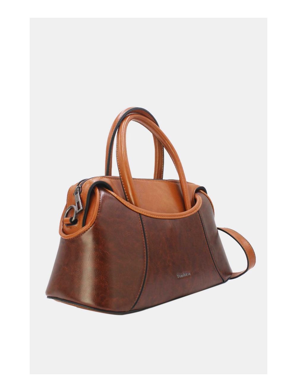 Tom&eva Sac à Main Effet Vernis Style Vintage-24B-6090-Coffee/Brown