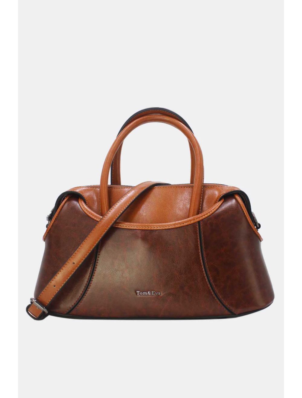 tom&eva Sac à Main Effet Vernis Style Vintage-24B-6090-Coffee/Brown