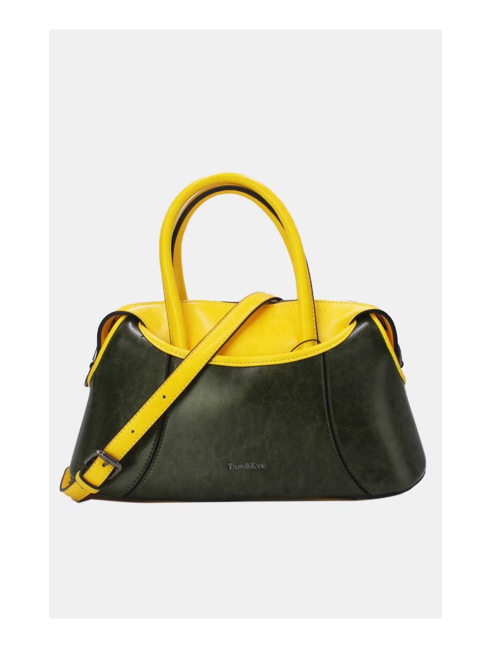 Tom&eva Sac à Main Effet Vernis Style Vintage-24B-6090-Green/Yellow