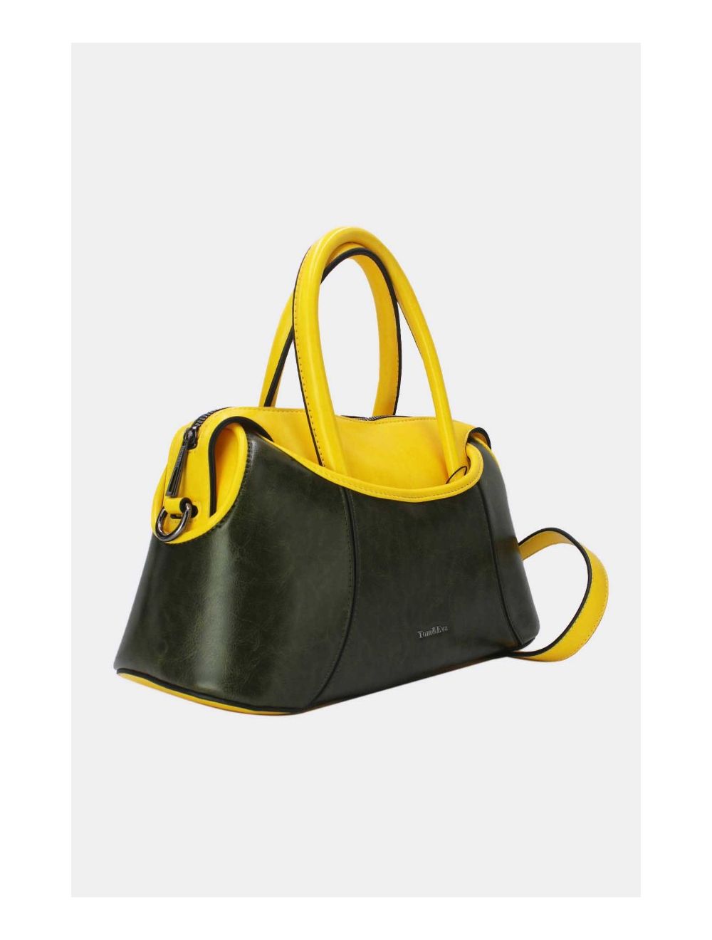 Tom&eva Sac à Main Effet Vernis Style Vintage-24B-6090-Green/Yellow