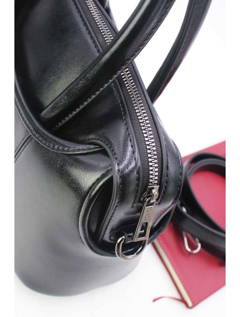 Tom&eva Sac à Main Effet Vernis Style Vintage-24B-6090-Noir