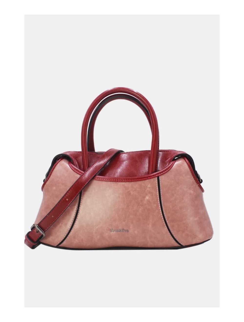 Tom&eva Sac à Main Effet Vernis Style Vintage-24B-6090-Pink/Burgundy