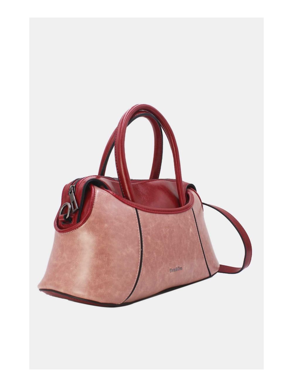 Tom&eva Sac à Main Effet Vernis Style Vintage-24B-6090-Pink/Burgundy
