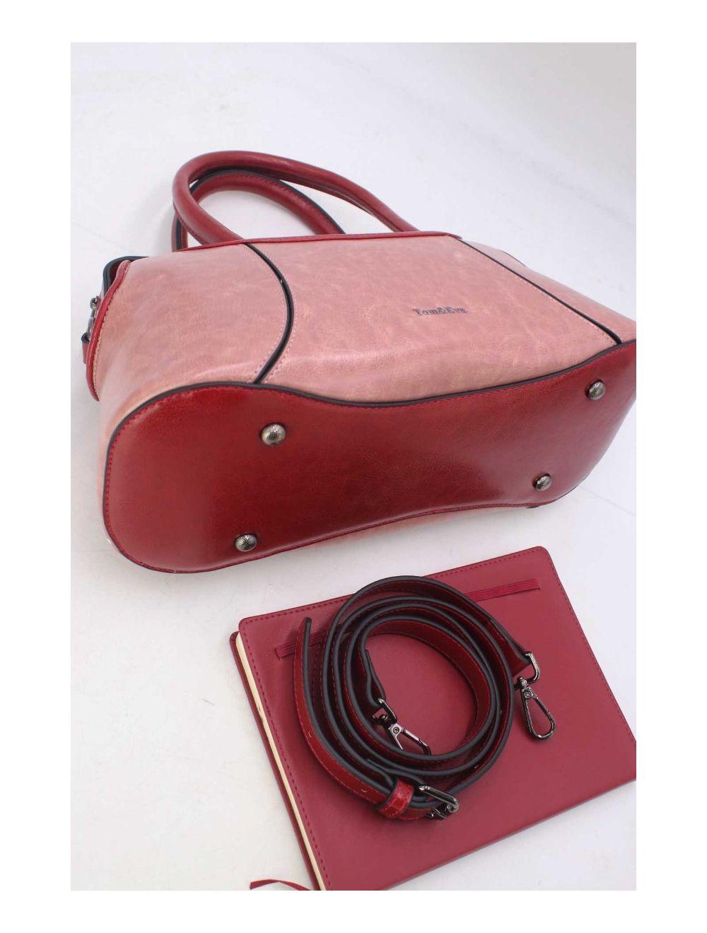 tom&eva Sac à Main Effet Vernis Style Vintage-24B-6090-Pink/Burgundy