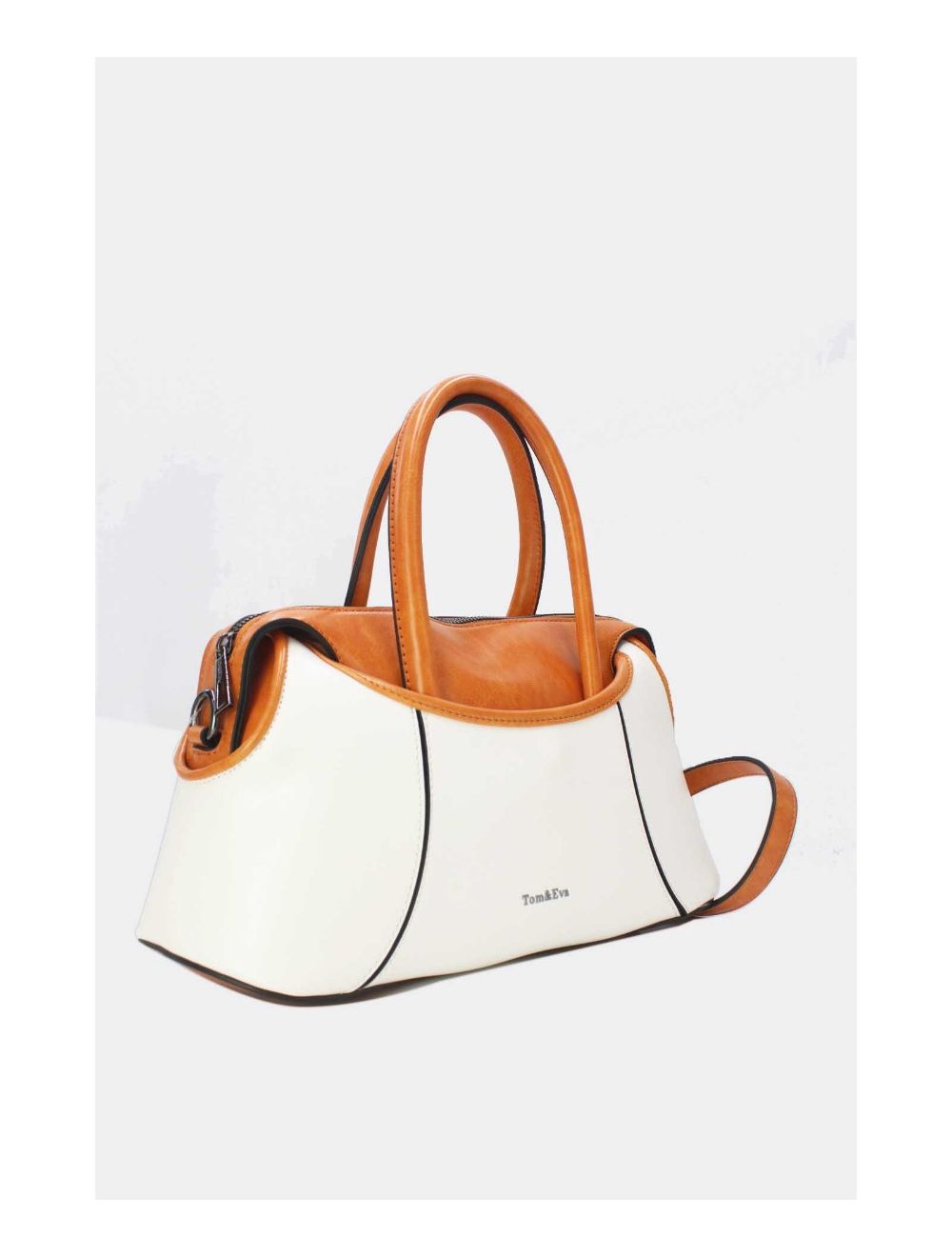 Tom&eva Sac à Main Effet Vernis Style Vintage-24B-6090-White/Orange
