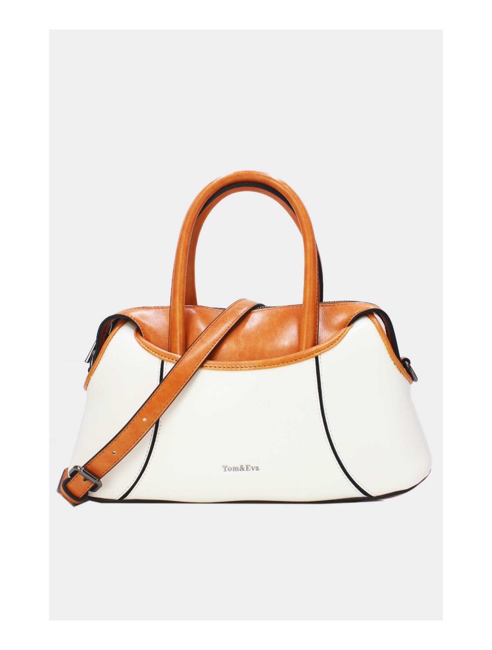 tom&eva Sac à Main Effet Vernis Style Vintage-24B-6090-White/Orange