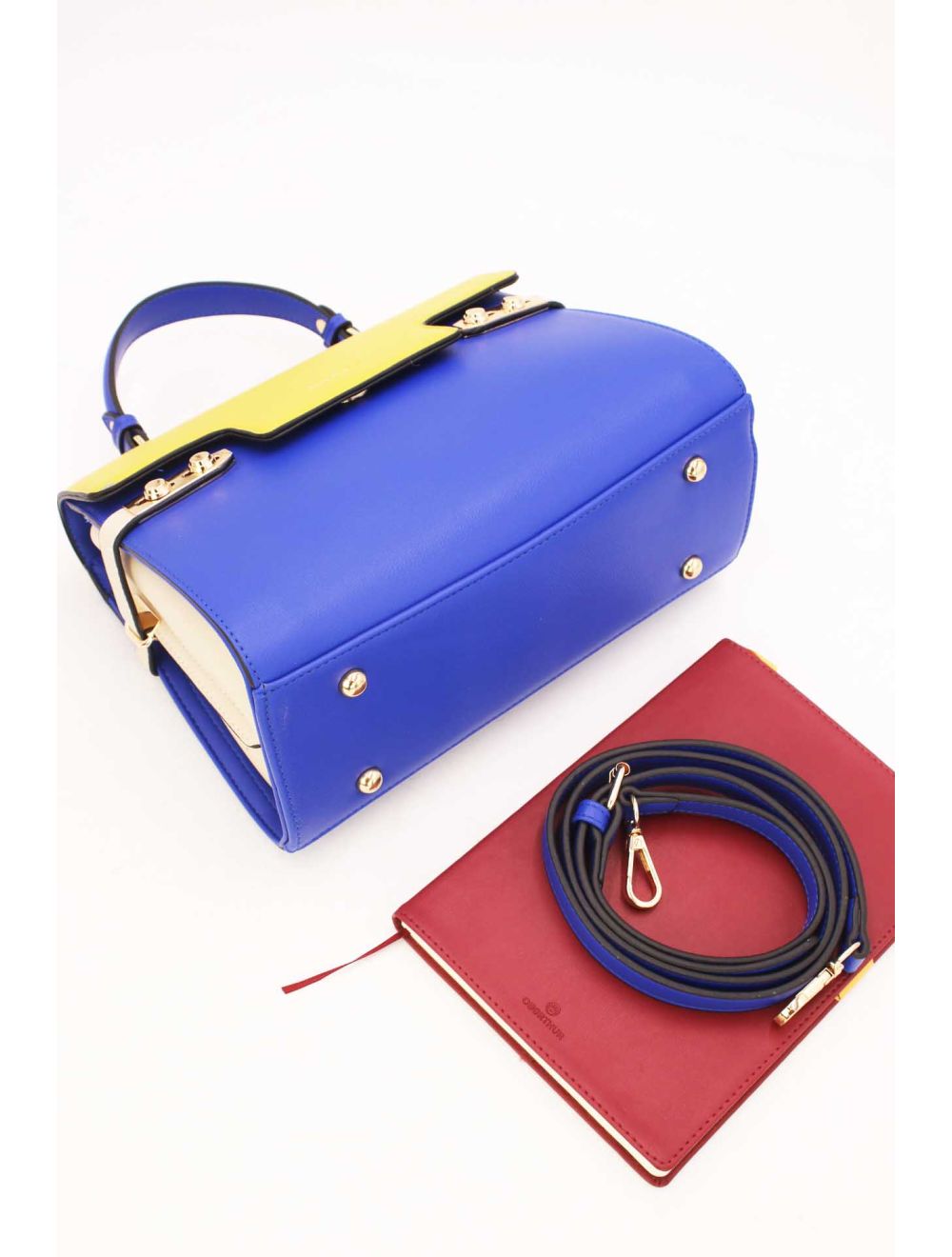 Tom&eva Sac à Main Élégant Bicolore-21B-5180-Bleu/Jaune