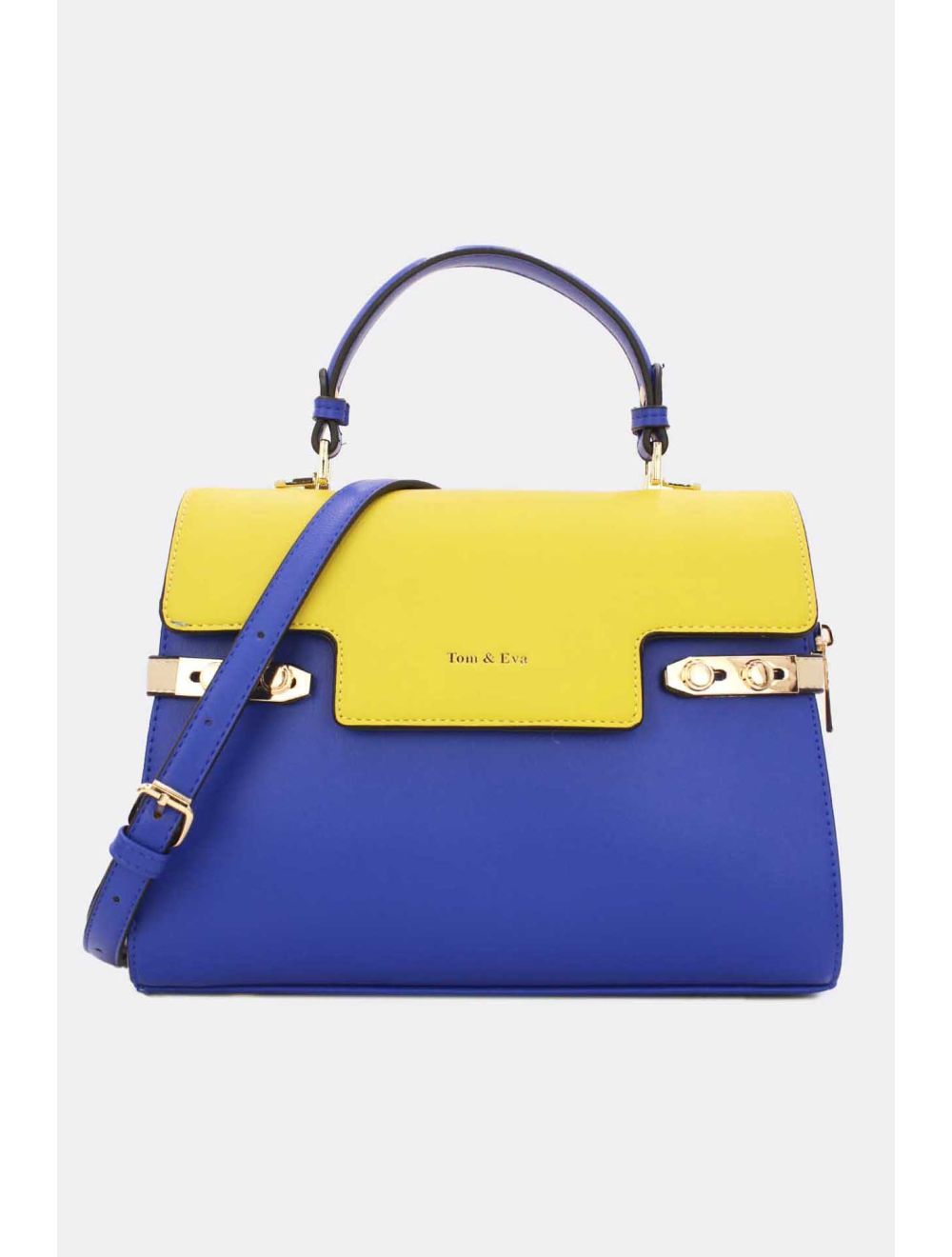 tom&eva Sac à Main Élégant Bicolore-21B-5180-Bleu/Jaune
