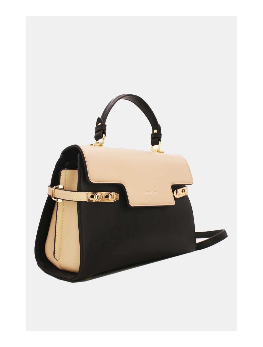 Tom&eva Sac à Main Élégant Bicolore-21B-5180-Noir/Apricot