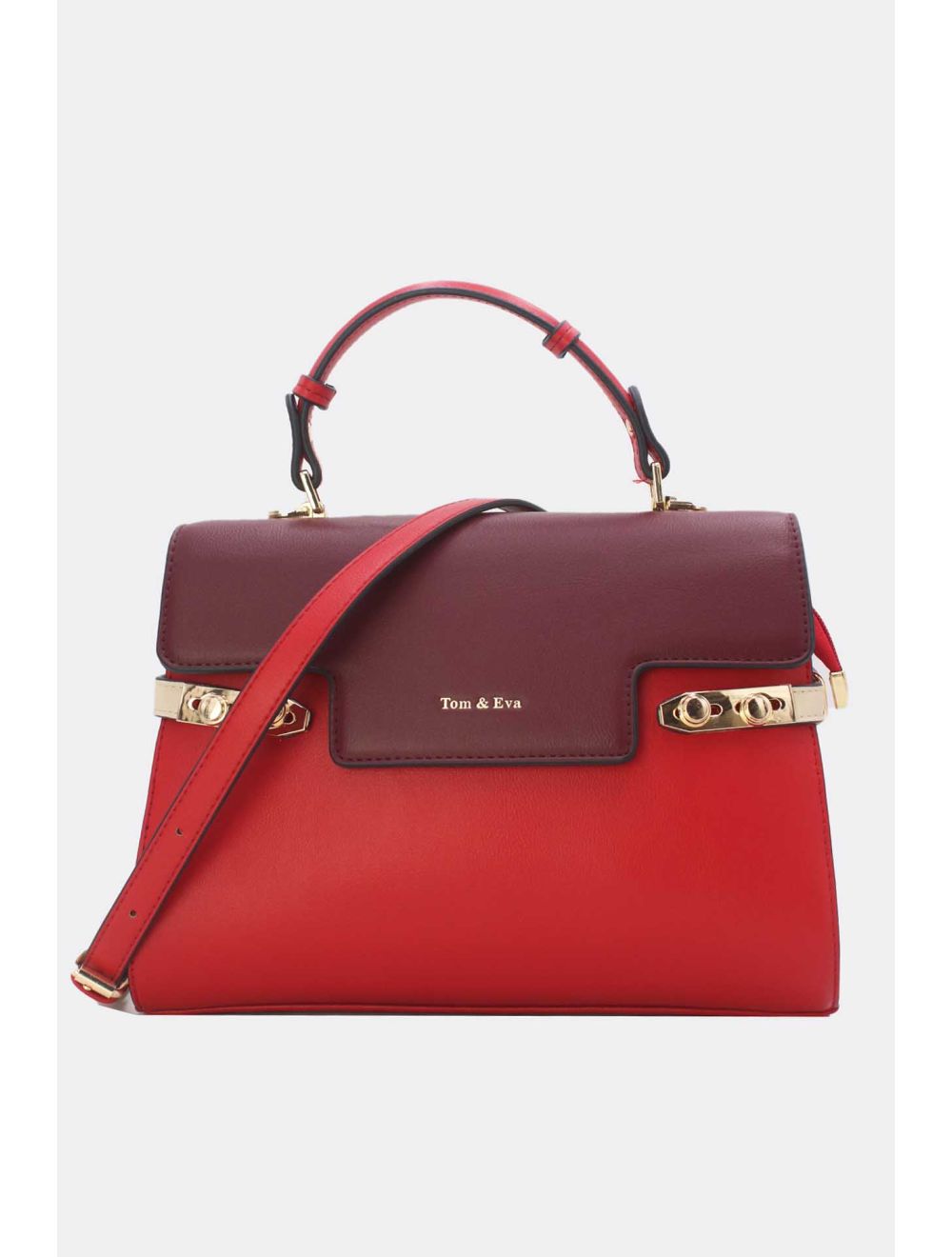 Tom&eva Sac à Main Élégant Bicolore RÉASSORT-21B-5180-Red/Wine