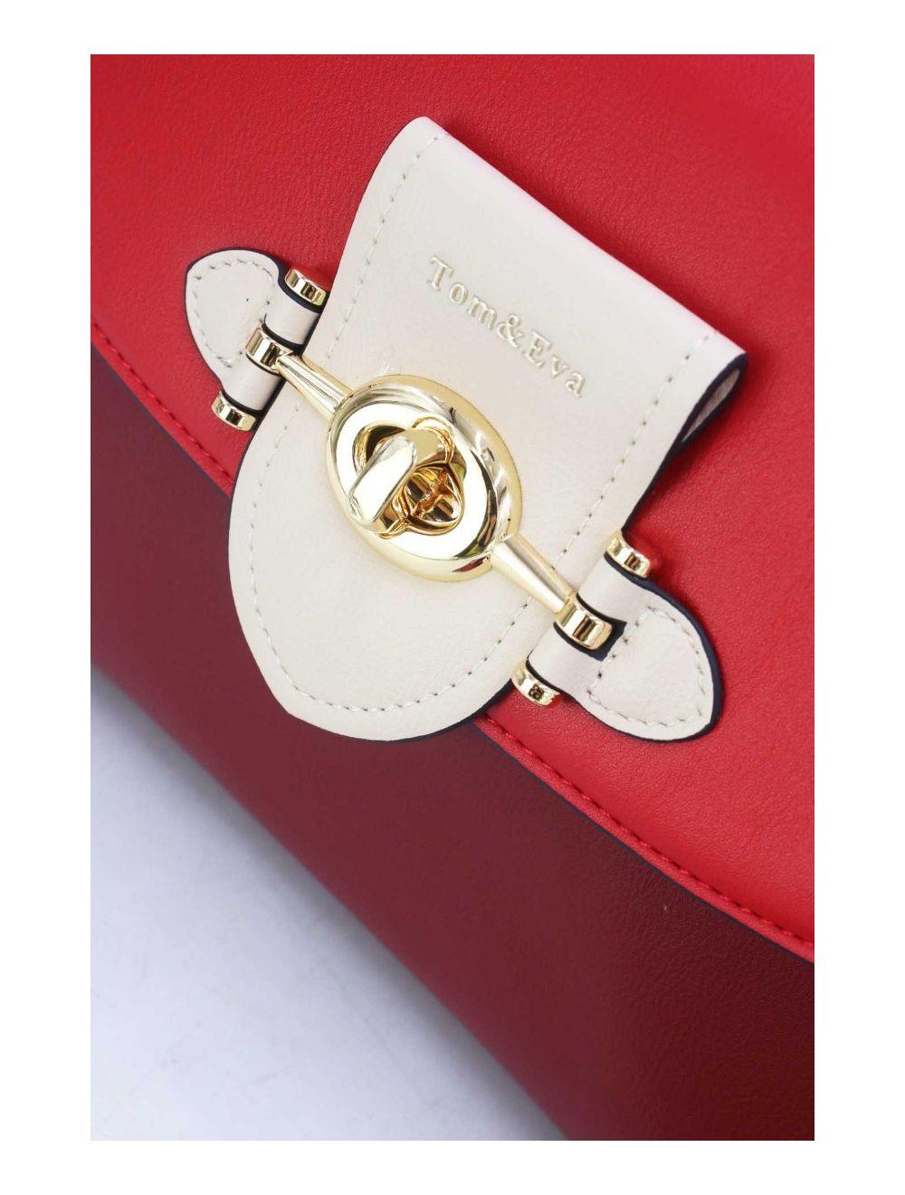 tom&eva Sac à Main Élégant Tricolors-24B-5895-Wine/Red