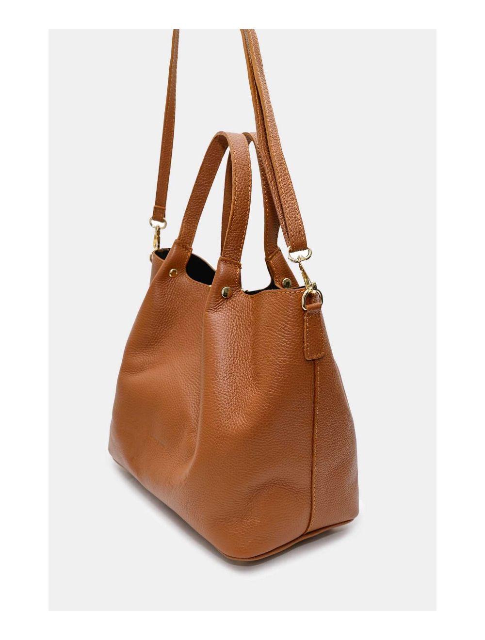 Tom&eva Sac à Main En Cuir De Vachette Grainé 4141 SHANON-COGNAC