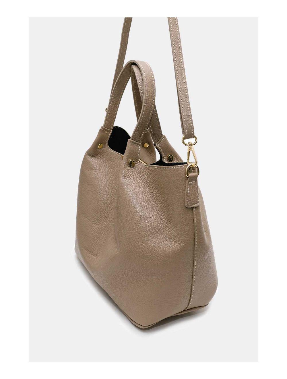 Tom&eva Sac à Main En Cuir De Vachette Grainé 4141 SHANON-TAUPE