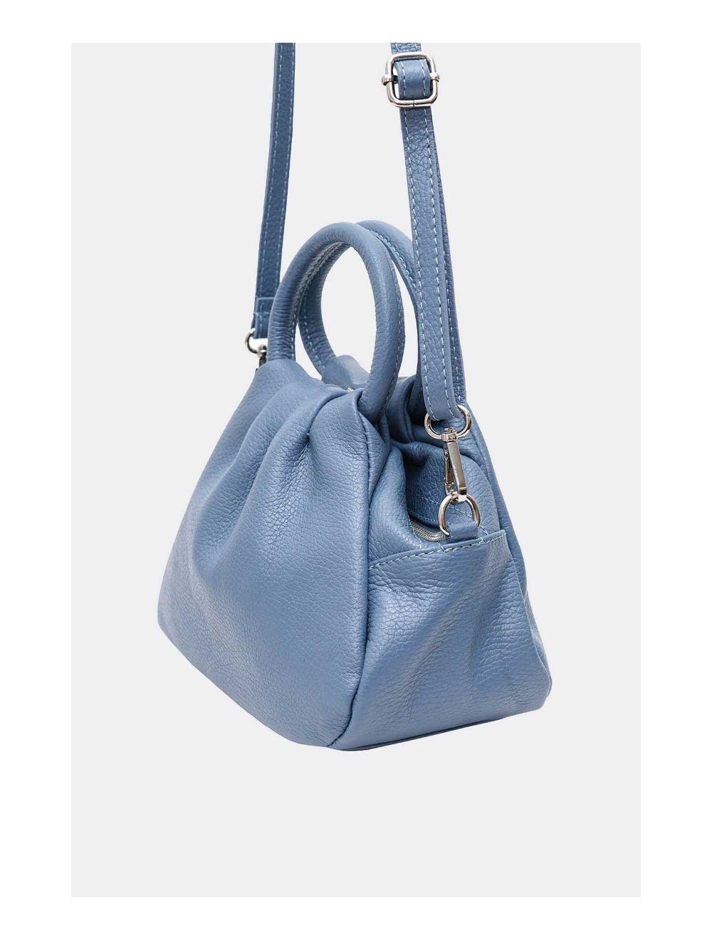 Tom&eva Sac à Main En Cuir De Vachette Grainée 4091 AYLA-Bleu