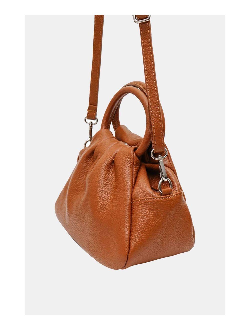 Tom&eva Sac à Main En Cuir De Vachette Grainée 4091 AYLA-Cognac