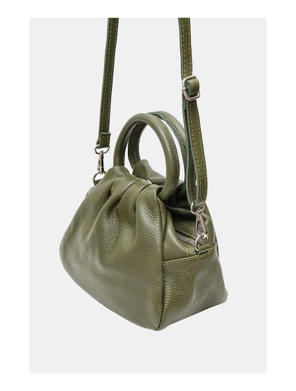 Tom&eva Sac à Main En Cuir De Vachette Grainée 4091 AYLA-Khaki