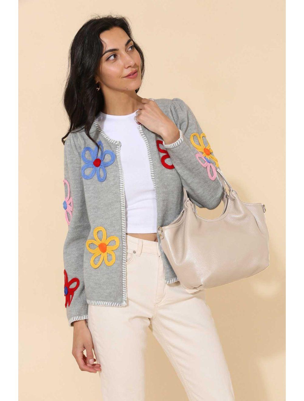 Tom&eva Sac à Main En Cuir De Vachette Grainée 4142 ALLEY-Beige