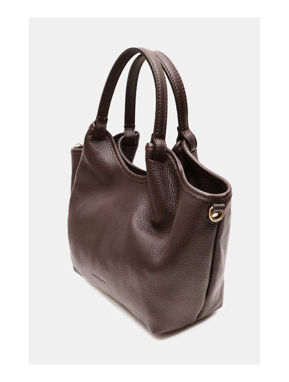 Tom&eva Sac à Main En Cuir De Vachette Grainée 4142 ALLEY-Chocolat