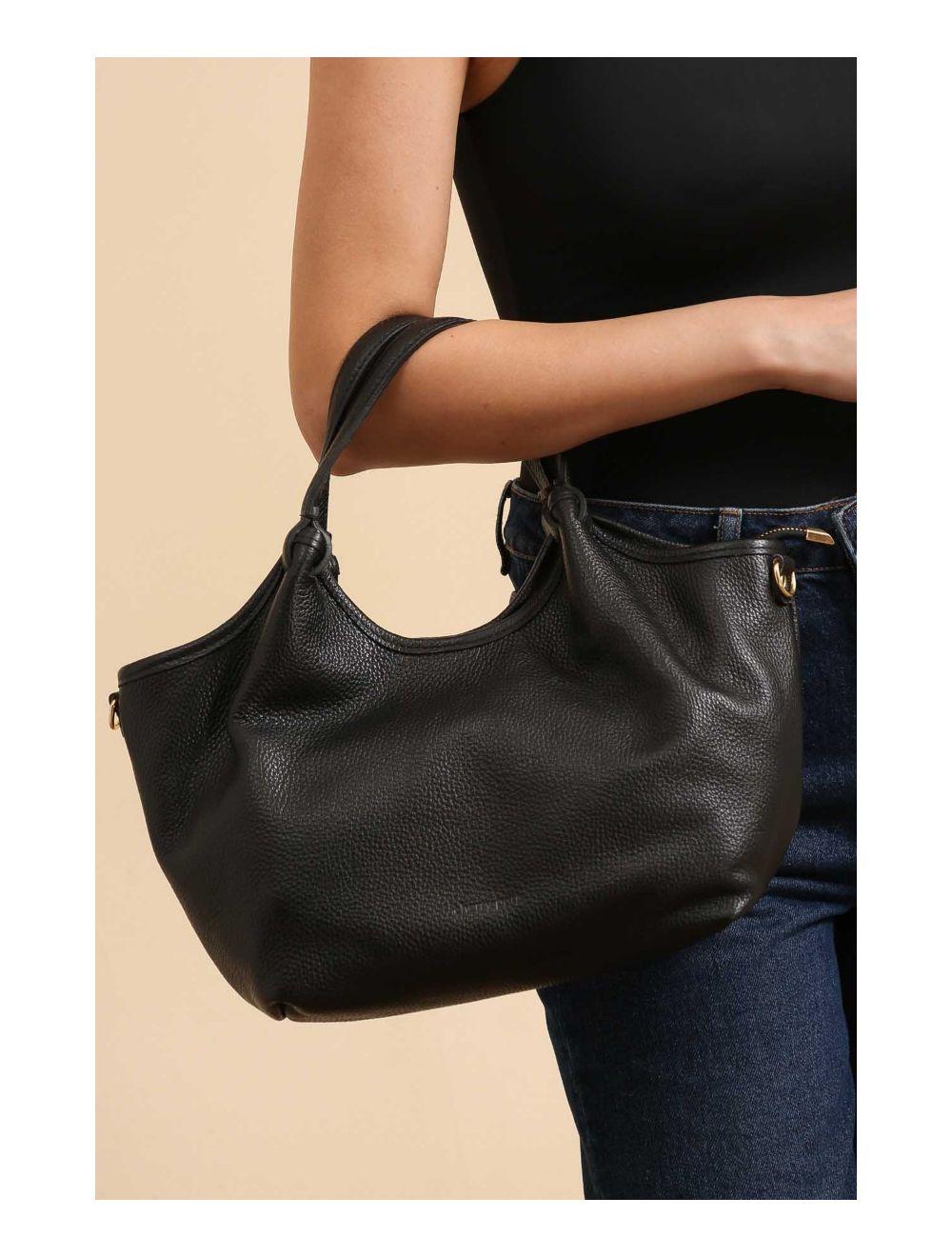 Tom&eva Sac à Main En Cuir De Vachette Grainée 4142 ALLEY-Noir