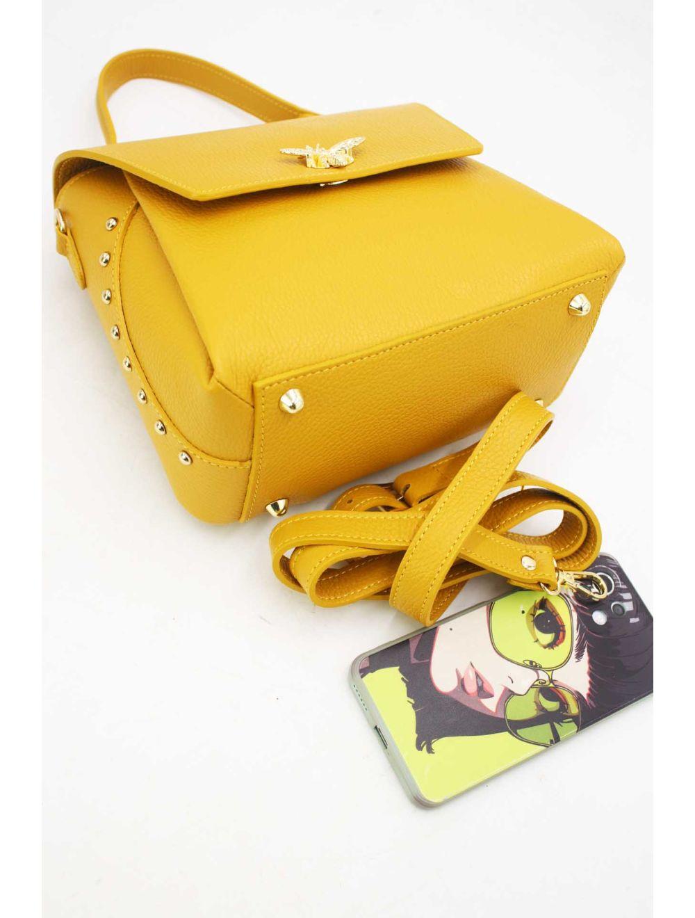 Tom&eva Sac à Main En Cuir Vachette Grainée 24C-913 MONDOB-Jaune