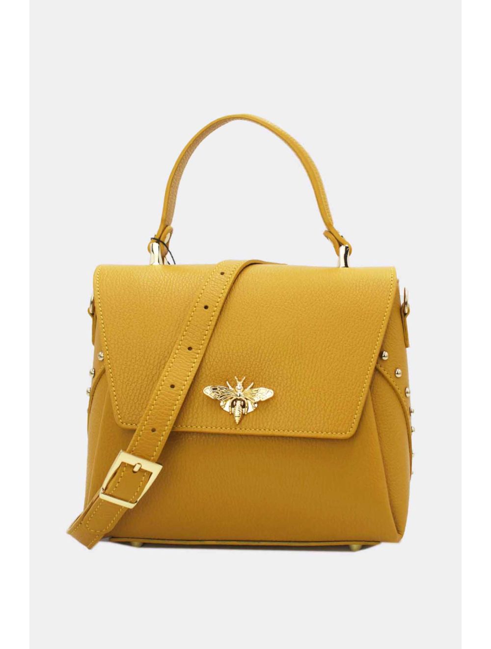 tom&eva Sac à Main En Cuir Vachette Grainée 24C-913 MONDOB-Jaune