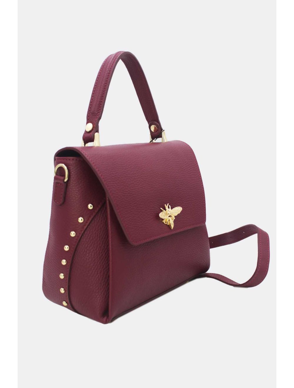 Tom&eva Sac à Main En Cuir Vachette Grainée 24C-913 MONDOB-Bordeaux