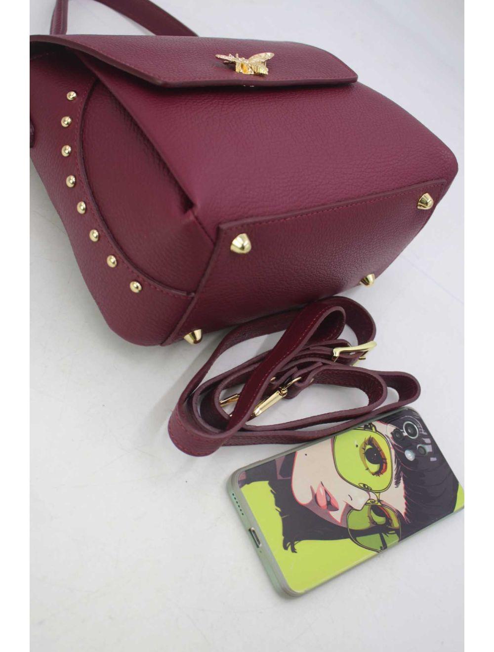 tom&eva Sac à Main En Cuir Vachette Grainée 24C-913 MONDOB-Bordeaux