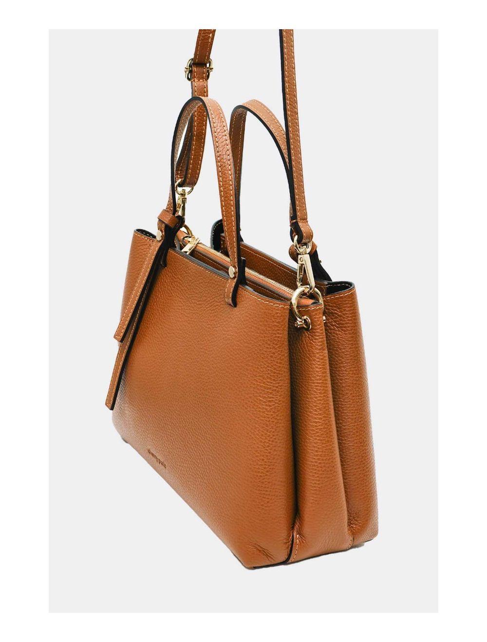 Tom&eva Sac à Main En Cuir Vachette Grainée 4138 PAULA-COGNAC