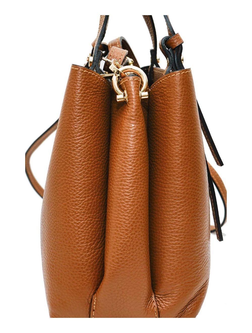 Tom&eva Sac à Main En Cuir Vachette Grainée 4138 PAULA-COGNAC