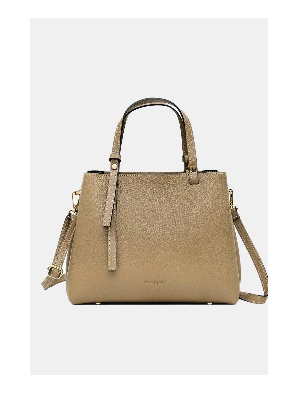 Tom&eva Sac à Main En Cuir Vachette Grainée 4138 PAULA-TAUPE