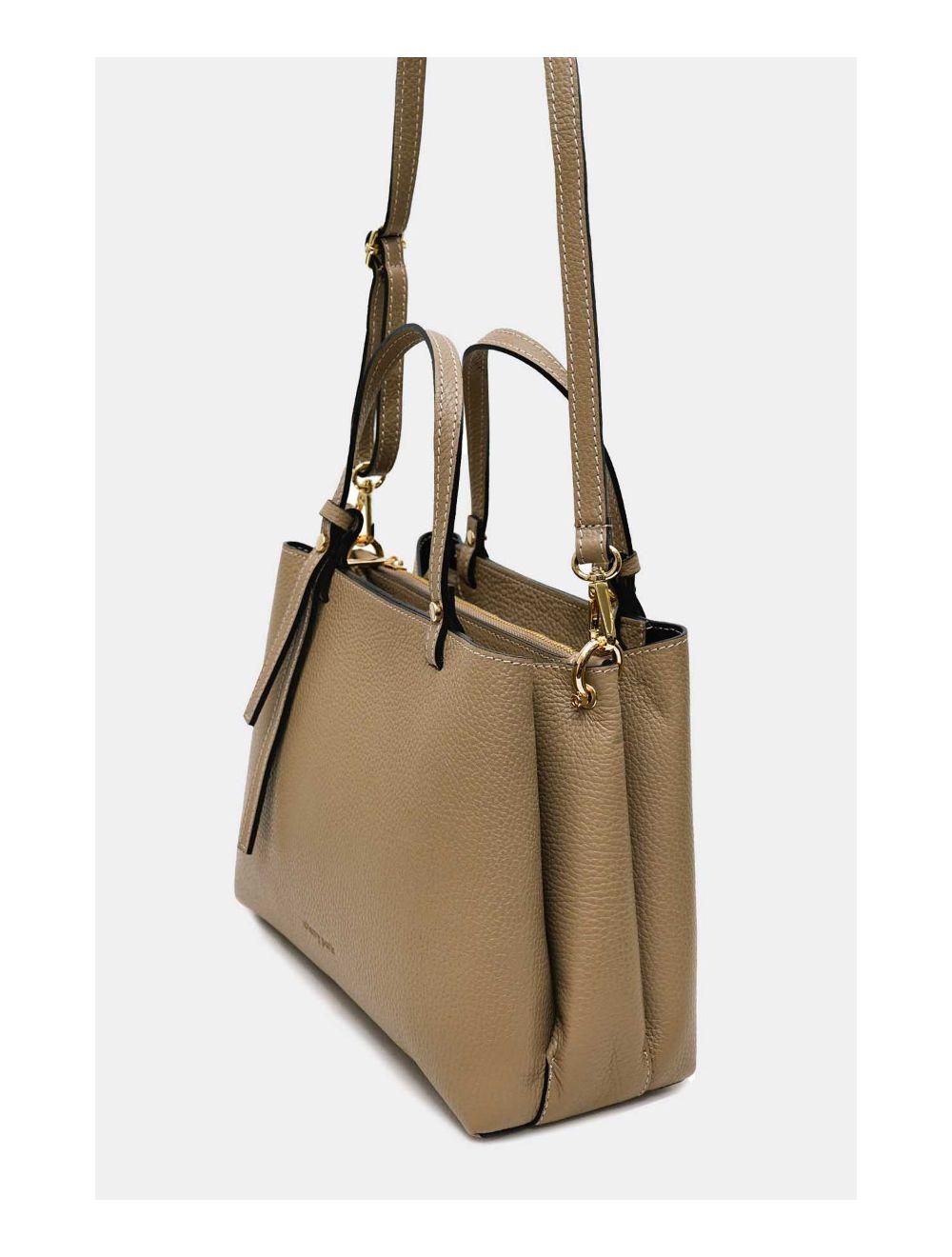 Tom&eva Sac à Main En Cuir Vachette Grainée 4138 PAULA-TAUPE