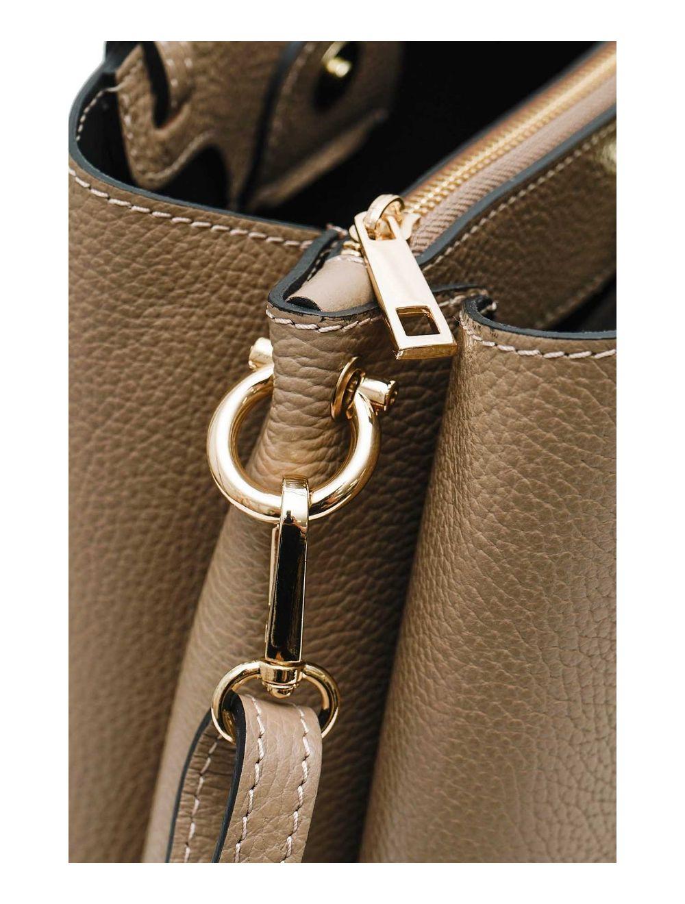 tom&eva Sac à Main En Cuir Vachette Grainée 4138 PAULA-TAUPE