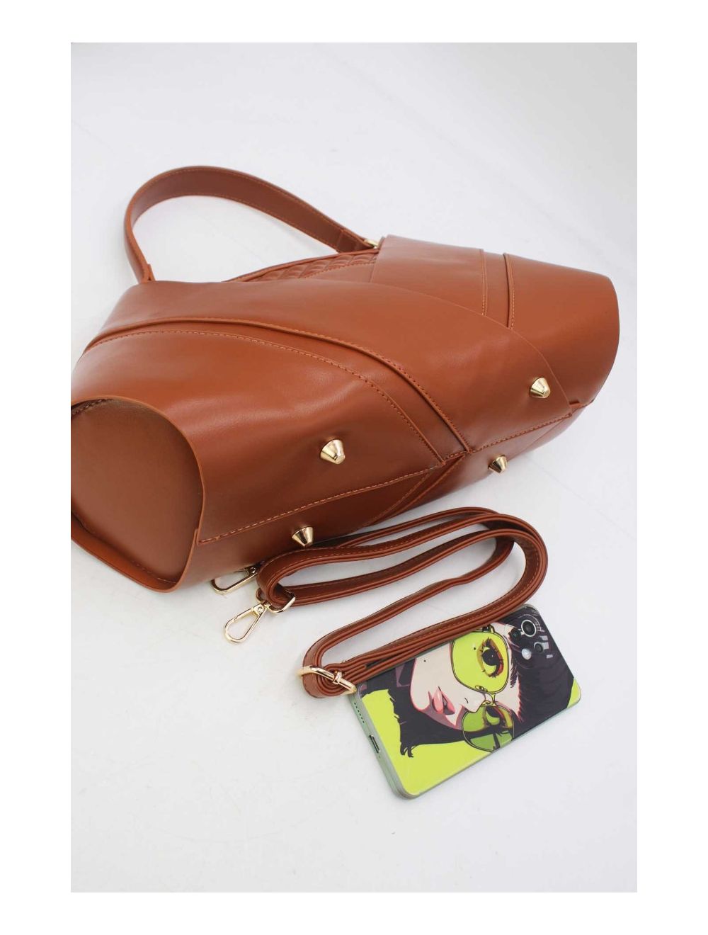 tom&eva Sac à Main En Forme Triangle 24B-5987-Marron