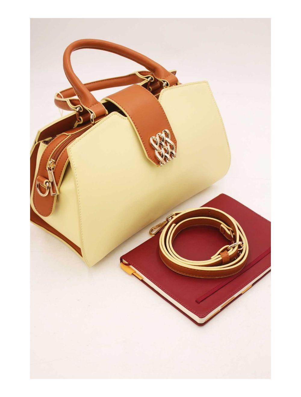 tom&eva Sac à Main Femme à Languette 23B-5831-Yellow/Brown