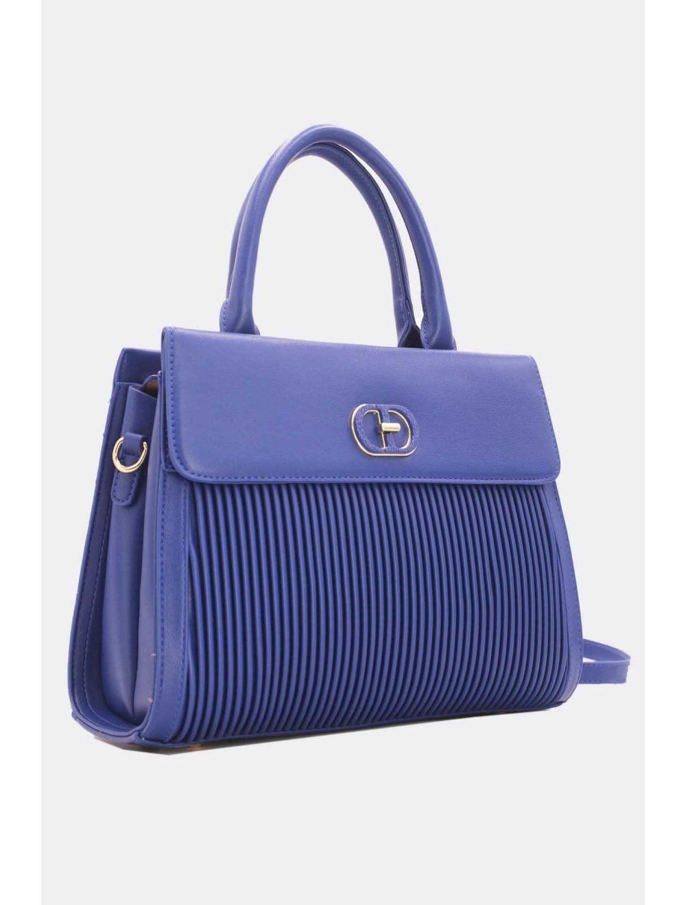 Tom&eva Sac à Main Femme à Rabat Plissé 22B-5637-D.Blue