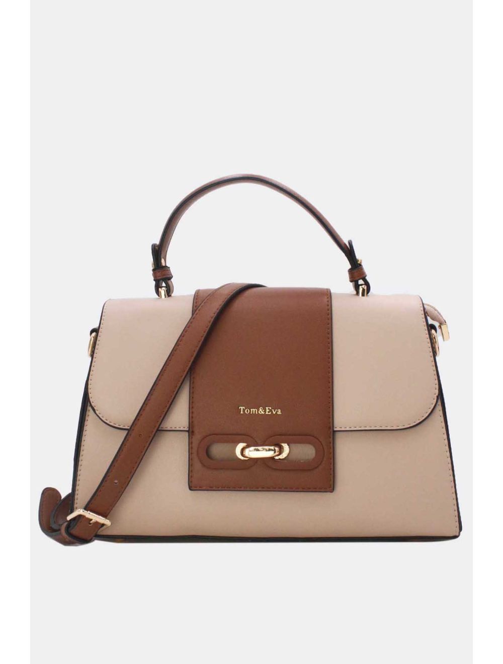 Tom&eva Sac à Main Femme Avec Languette 24B-5900-Abricot/Coffee