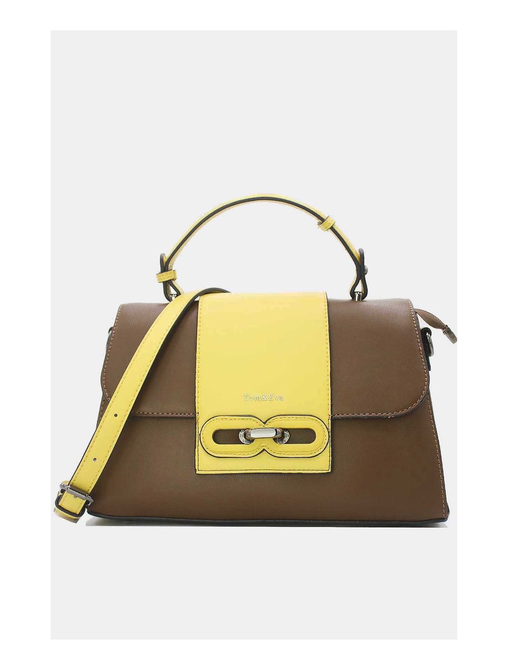 Tom&eva Sac à Main Femme Avec Languette 24B-5900-Taupe/Jaune